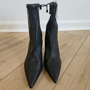 Zara Black Leather Ankle Boots